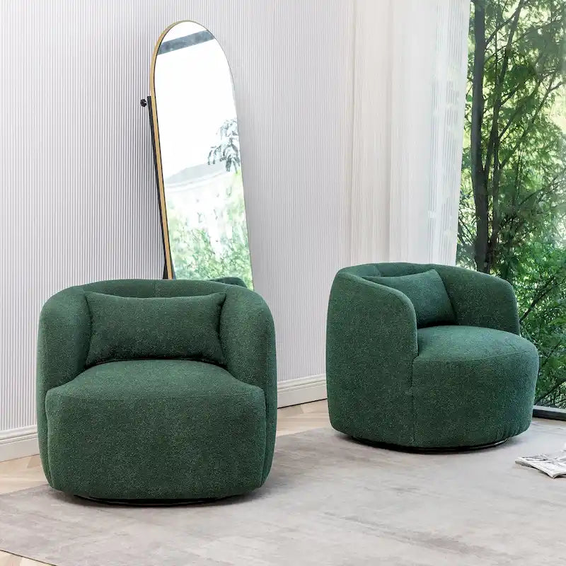 Fauteuil pivotant de 34 po de large en tissu bouclé (ensemble de 2)