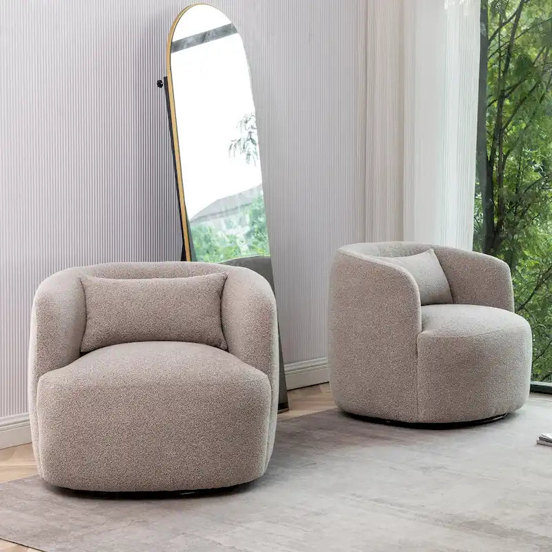 Fauteuil pivotant de 34 po de large en tissu bouclé (ensemble de 2)