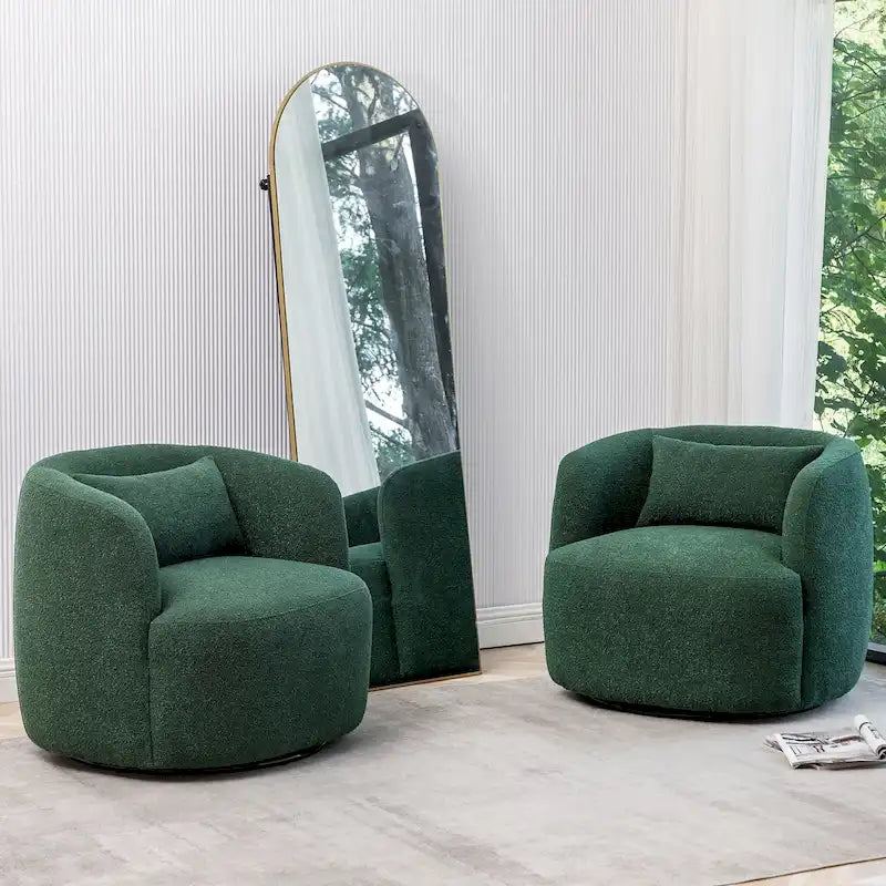 Fauteuil pivotant de 34 po de large en tissu bouclé (ensemble de 2)