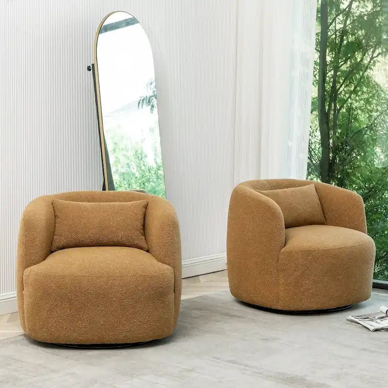 Fauteuil pivotant de 34 po de large en tissu bouclé (ensemble de 2)