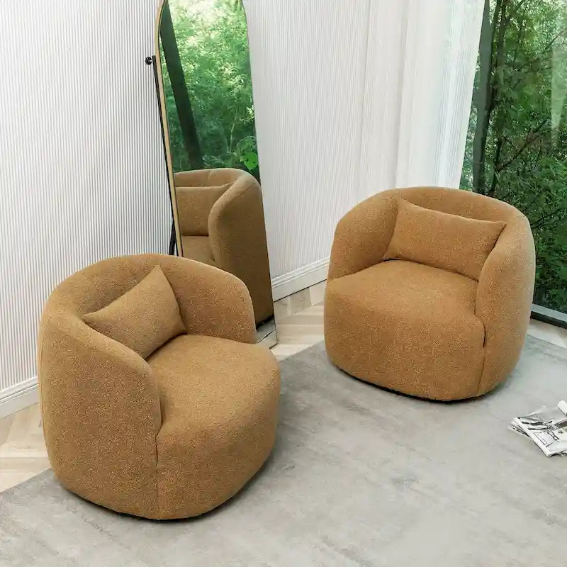 Fauteuil pivotant de 34 po de large en tissu bouclé (ensemble de 2)