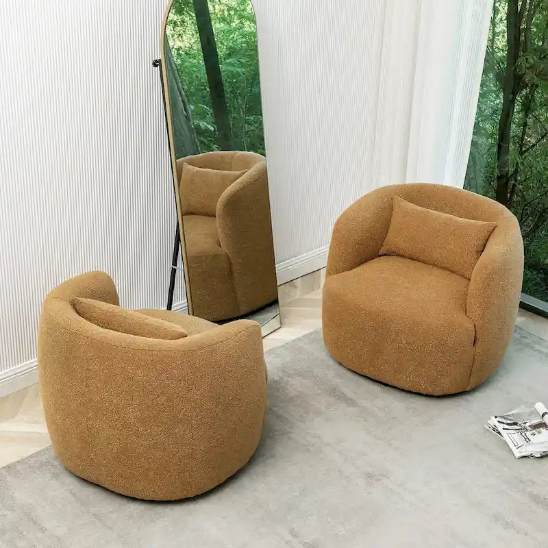 Fauteuil pivotant de 34 po de large en tissu bouclé (ensemble de 2)