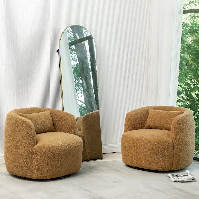 Fauteuil pivotant de 34 po de large en tissu bouclé (ensemble de 2)