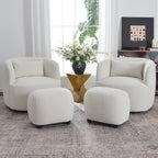 Fauteuil pivotant de 34 po de large en tissu bouclé (ensemble de 2)