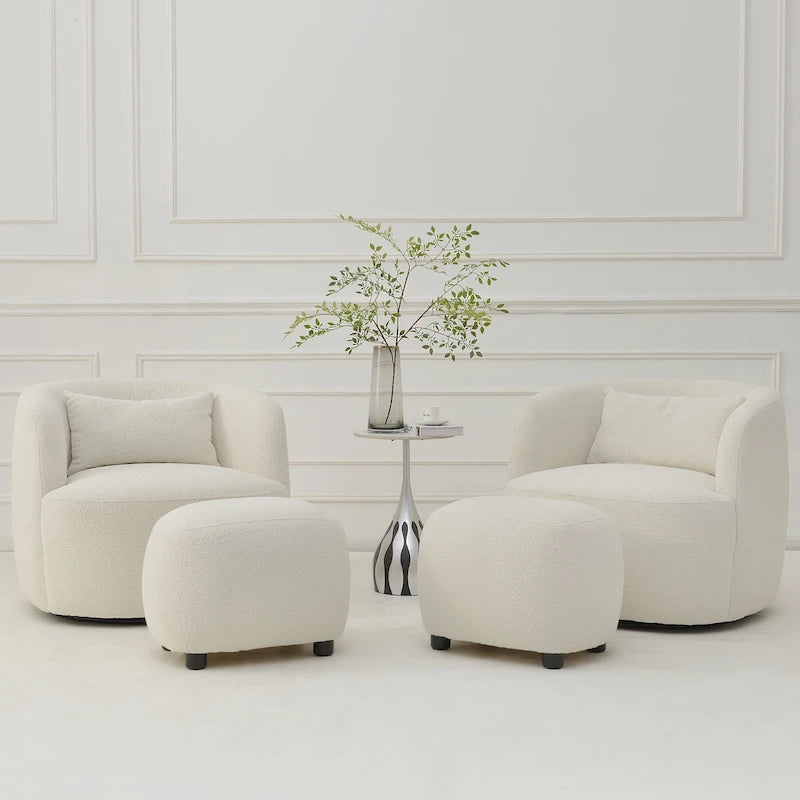 Fauteuil pivotant de 34 po de large en tissu bouclé (ensemble de 2)