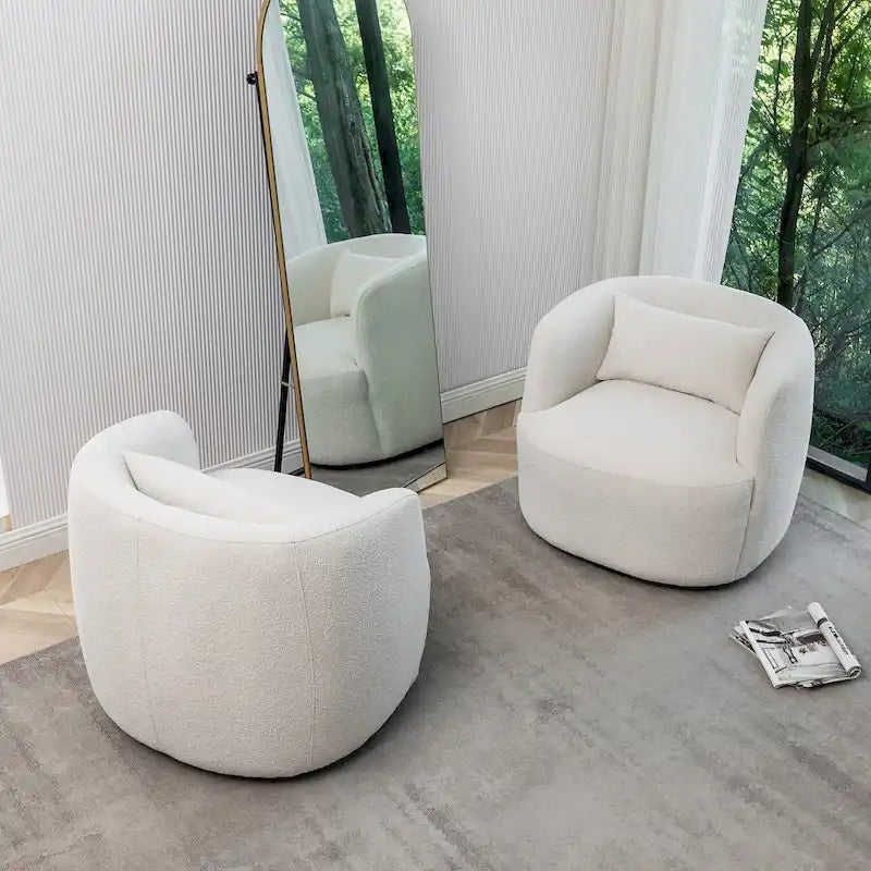 Fauteuil pivotant de 34 po de large en tissu bouclé (ensemble de 2)
