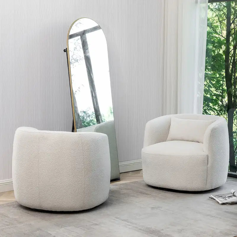 Fauteuil pivotant de 34 po de large en tissu bouclé (ensemble de 2)