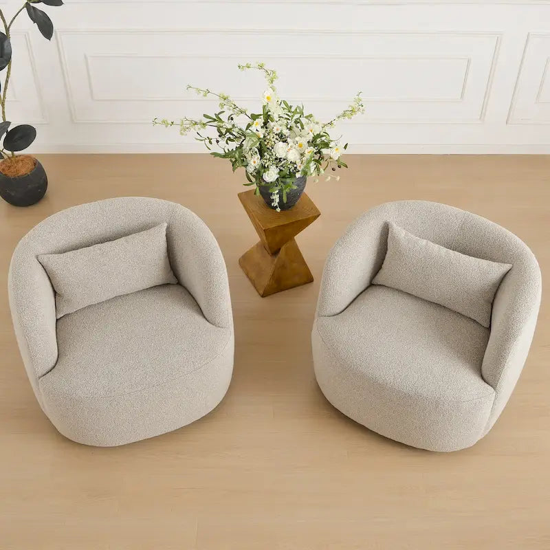 Fauteuil pivotant de 34 po de large en tissu bouclé (ensemble de 2)