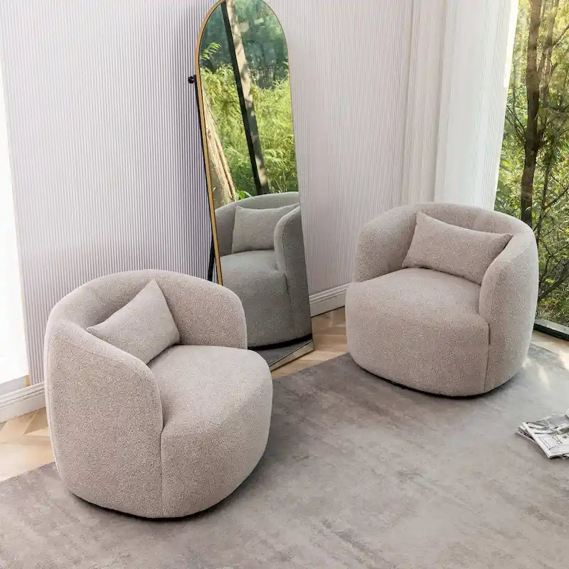 Fauteuil pivotant de 34 po de large en tissu bouclé (ensemble de 2)
