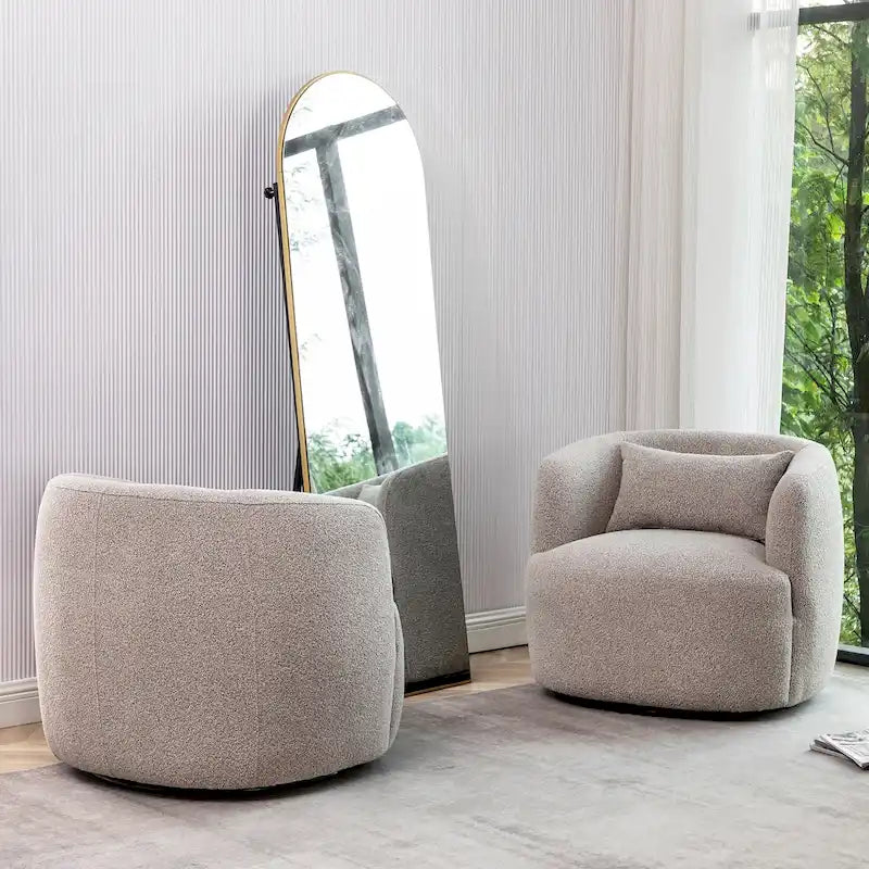 Fauteuil pivotant de 34 po de large en tissu bouclé (ensemble de 2)