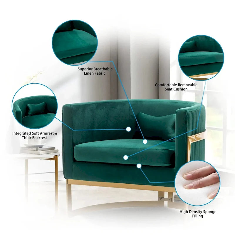 Fauteuil d'appoint, fauteuil club moderne en velours pour salon