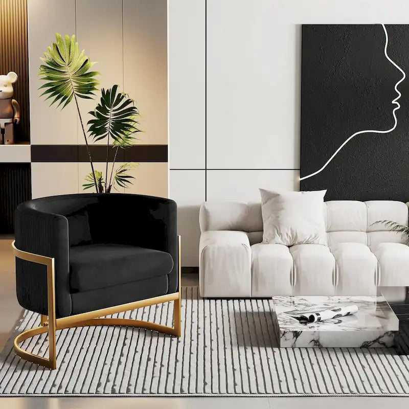 Fauteuil d'appoint, fauteuil club moderne en velours pour salon