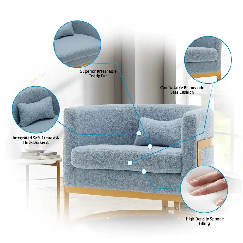 Fauteuil d'appoint, fauteuil club moderne en velours pour salon