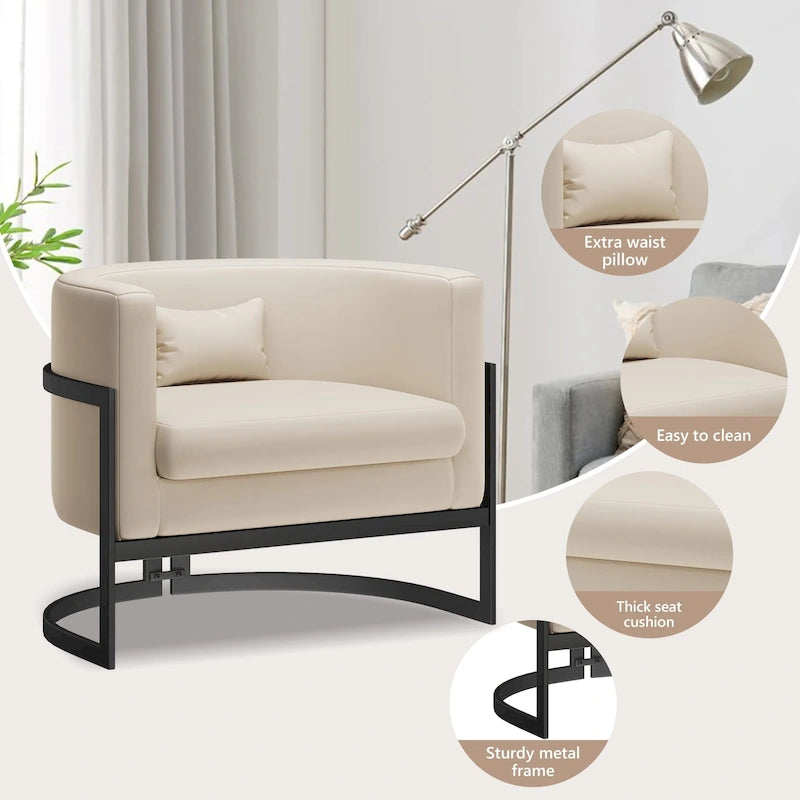 Fauteuil d'appoint, fauteuil club moderne en velours pour salon