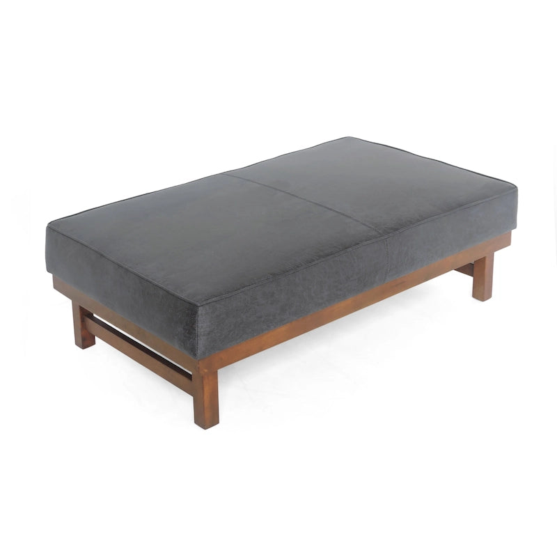 Pouf d'appoint cocktail moderne en microfibre avec cadre en bois