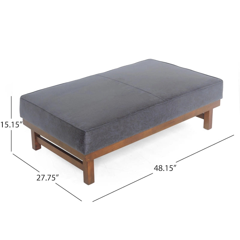Pouf d'appoint cocktail moderne en microfibre avec cadre en bois