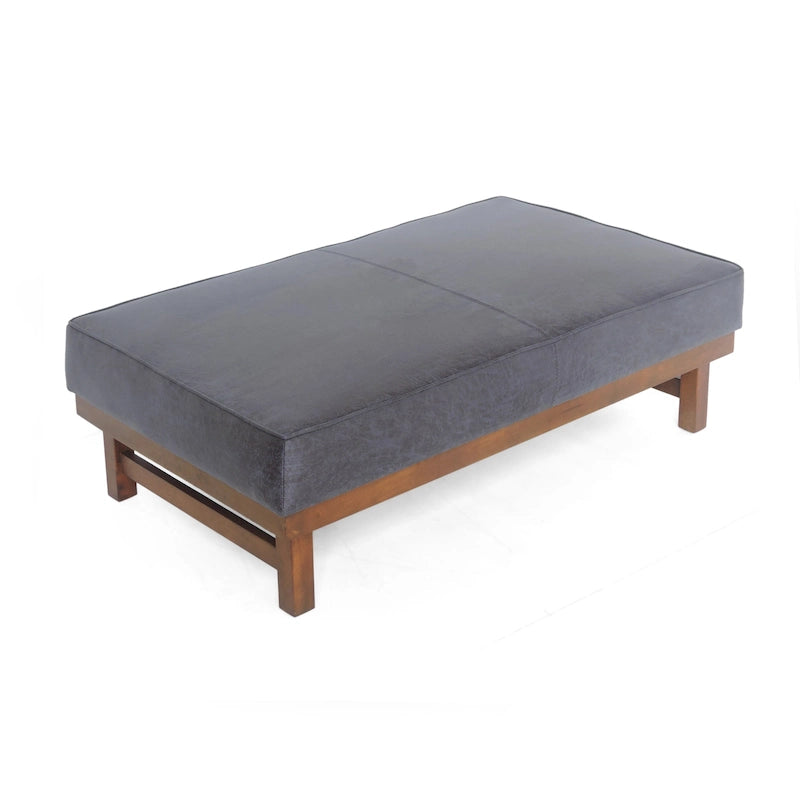 Pouf d'appoint cocktail moderne en microfibre avec cadre en bois