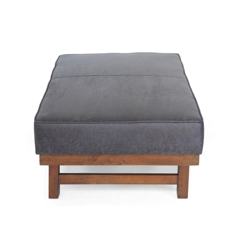Pouf d'appoint cocktail moderne en microfibre avec cadre en bois