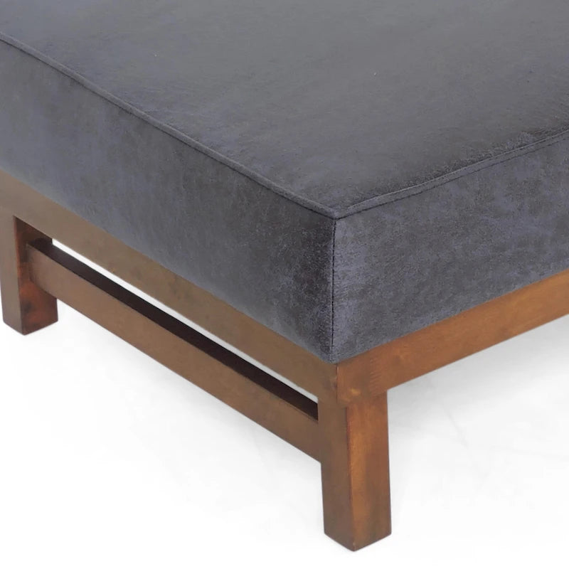 Pouf d'appoint cocktail moderne en microfibre avec cadre en bois