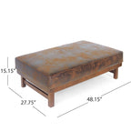 Pouf d'appoint cocktail moderne en microfibre avec cadre en bois