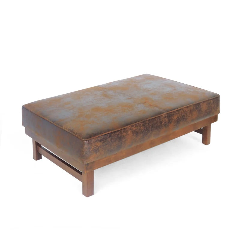 Pouf d'appoint cocktail moderne en microfibre avec cadre en bois