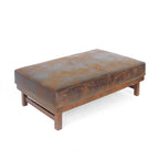 Pouf d'appoint cocktail moderne en microfibre avec cadre en bois