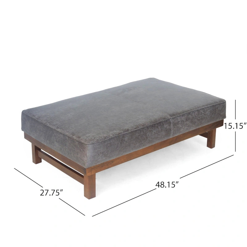 Pouf d'appoint cocktail moderne en microfibre avec cadre en bois