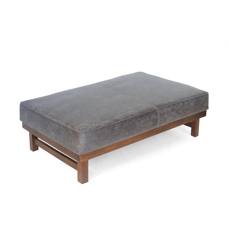 Pouf d'appoint cocktail moderne en microfibre avec cadre en bois