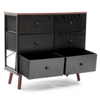 Commode d'appoint à 6 tiroirs en bois manufacturé noir avec des accents marron