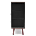 Commode d'appoint à 6 tiroirs en bois manufacturé noir avec des accents marron