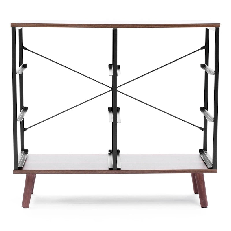 Commode d'appoint à 6 tiroirs en bois manufacturé noir avec des accents marron