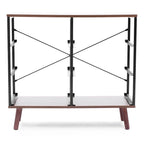 Commode d'appoint à 6 tiroirs en bois manufacturé noir avec des accents marron