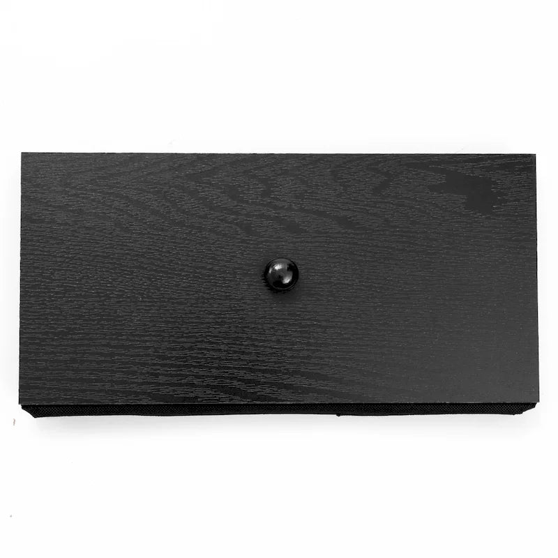 Commode d'appoint à 6 tiroirs en bois manufacturé noir avec des accents marron
