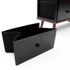 Commode d'appoint à 6 tiroirs en bois manufacturé noir avec des accents marron