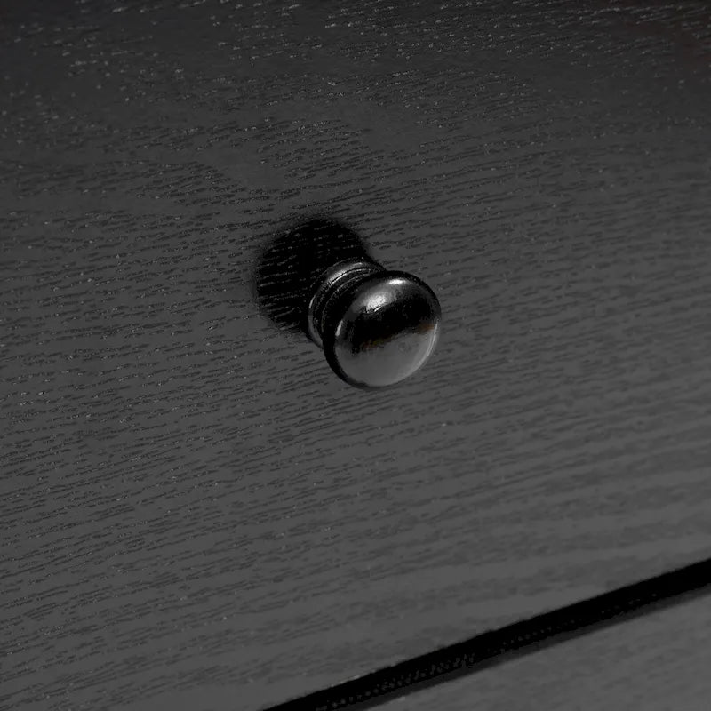 Commode d'appoint à 6 tiroirs en bois manufacturé noir avec des accents marron