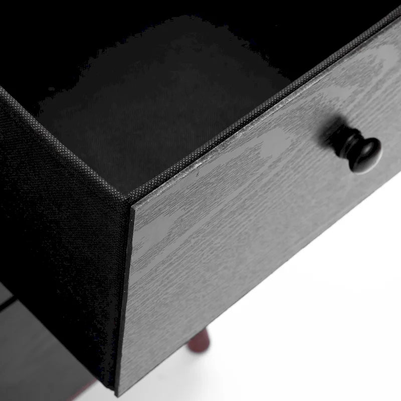 Commode d'appoint à 6 tiroirs en bois manufacturé noir avec des accents marron