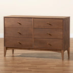 Commode à 6 tiroirs en bois de noyer cendré, finition Noyer Moderne du milieu du siècle