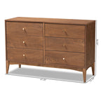 Commode à 6 tiroirs en bois de noyer cendré, finition Noyer Moderne du milieu du siècle