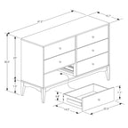 Commode à 6 tiroirs en bois de noyer cendré, finition Noyer Moderne du milieu du siècle