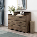 Commode double à 6 tiroirs, style transitionnel simple, de 47 pouces de large