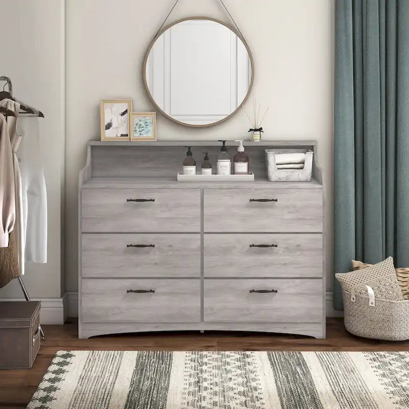 DH BASIC Simple Transitional 47-inch Wide 6-Drawer Double Dresser by 