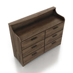 Commode double à 6 tiroirs, style transitionnel simple, de 47 pouces de large