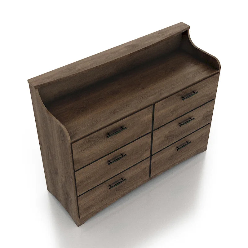 Commode double à 6 tiroirs, style transitionnel simple, de 47 pouces de large