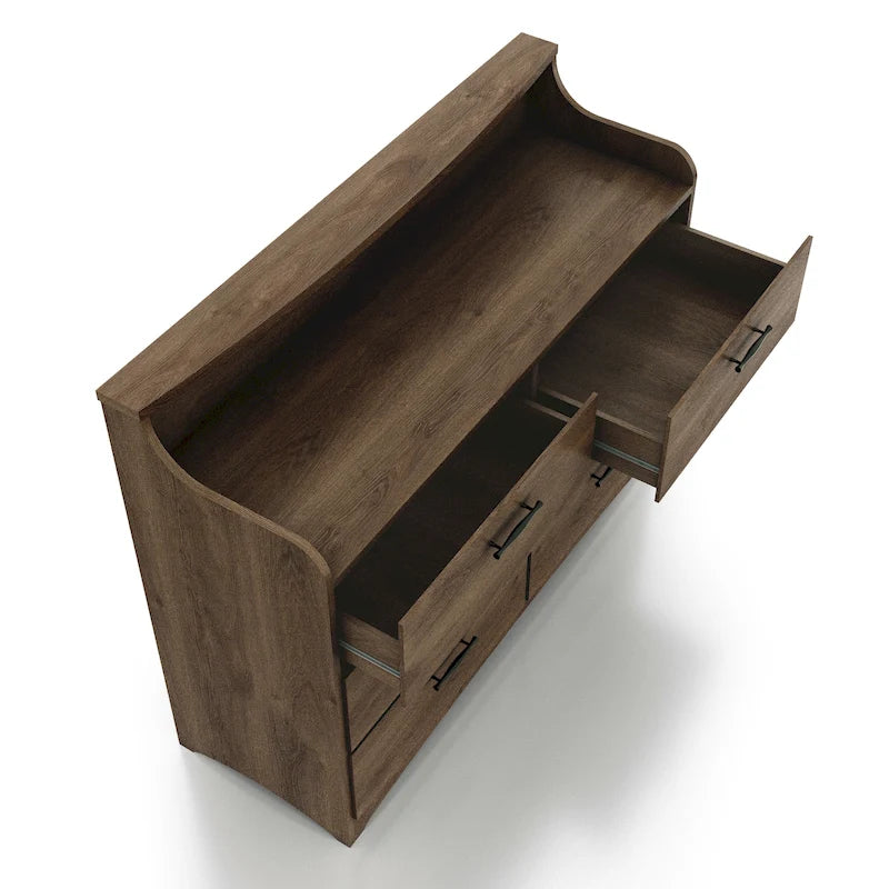 Commode double à 6 tiroirs, style transitionnel simple, de 47 pouces de large