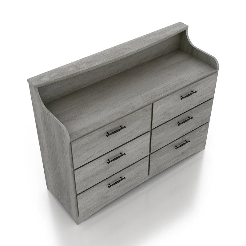Commode double à 6 tiroirs, style transitionnel simple, de 47 pouces de large