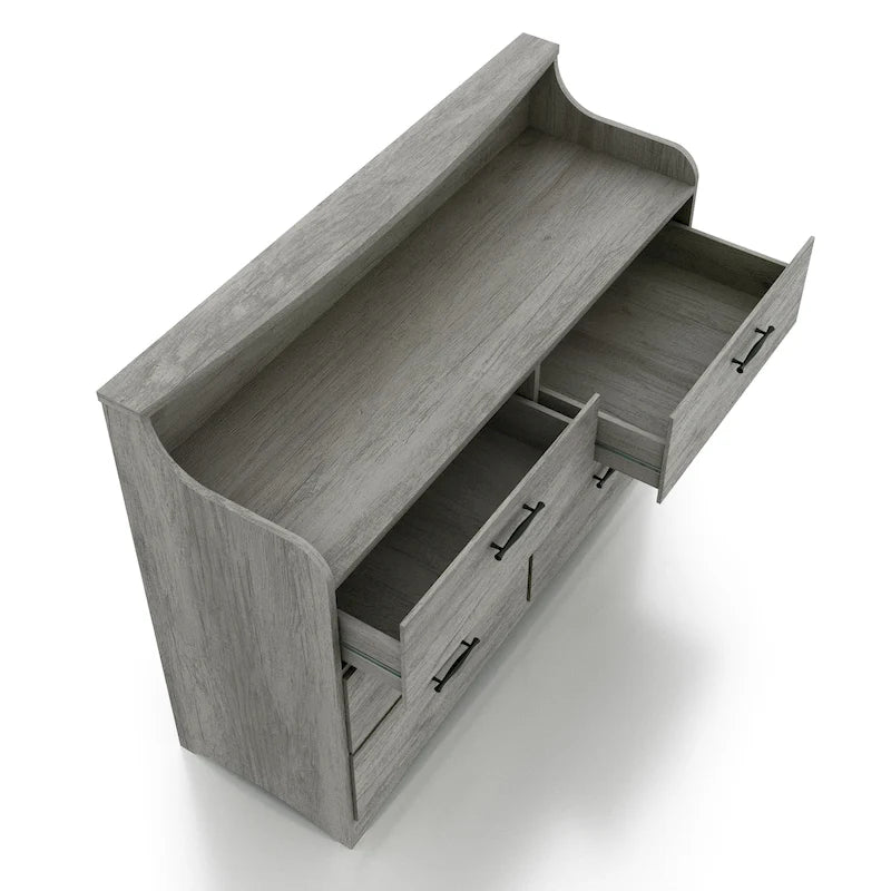 Commode double à 6 tiroirs, style transitionnel simple, de 47 pouces de large