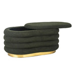 Banc de rangement en velours motif empilé pouf avec base dorée