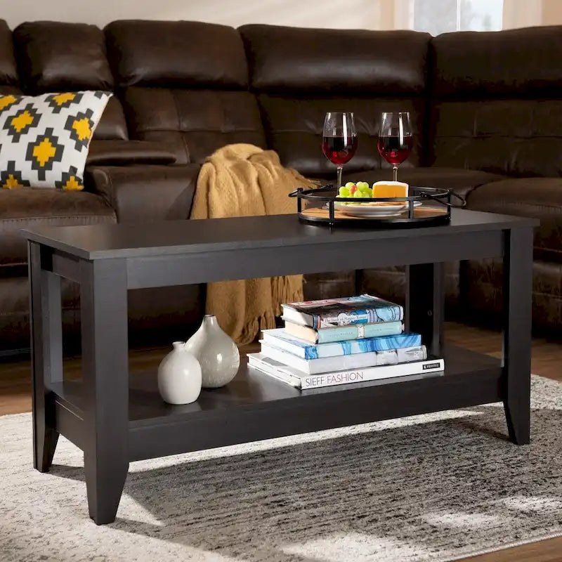  Leerdam Modern Rectangular Wenge-finished Wood Coffee Table