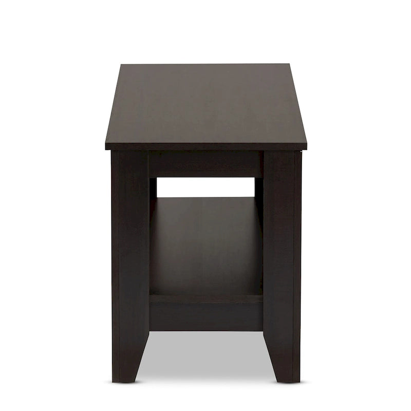 Table basse moderne en bois wengé de forme rectangulaire