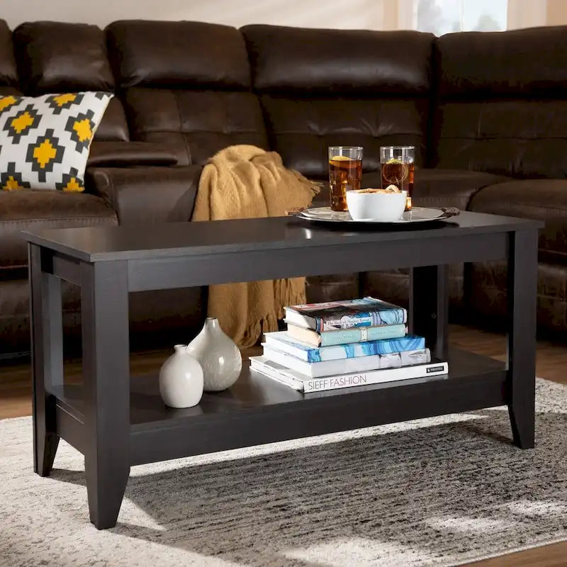 Table basse moderne en bois wengé de forme rectangulaire